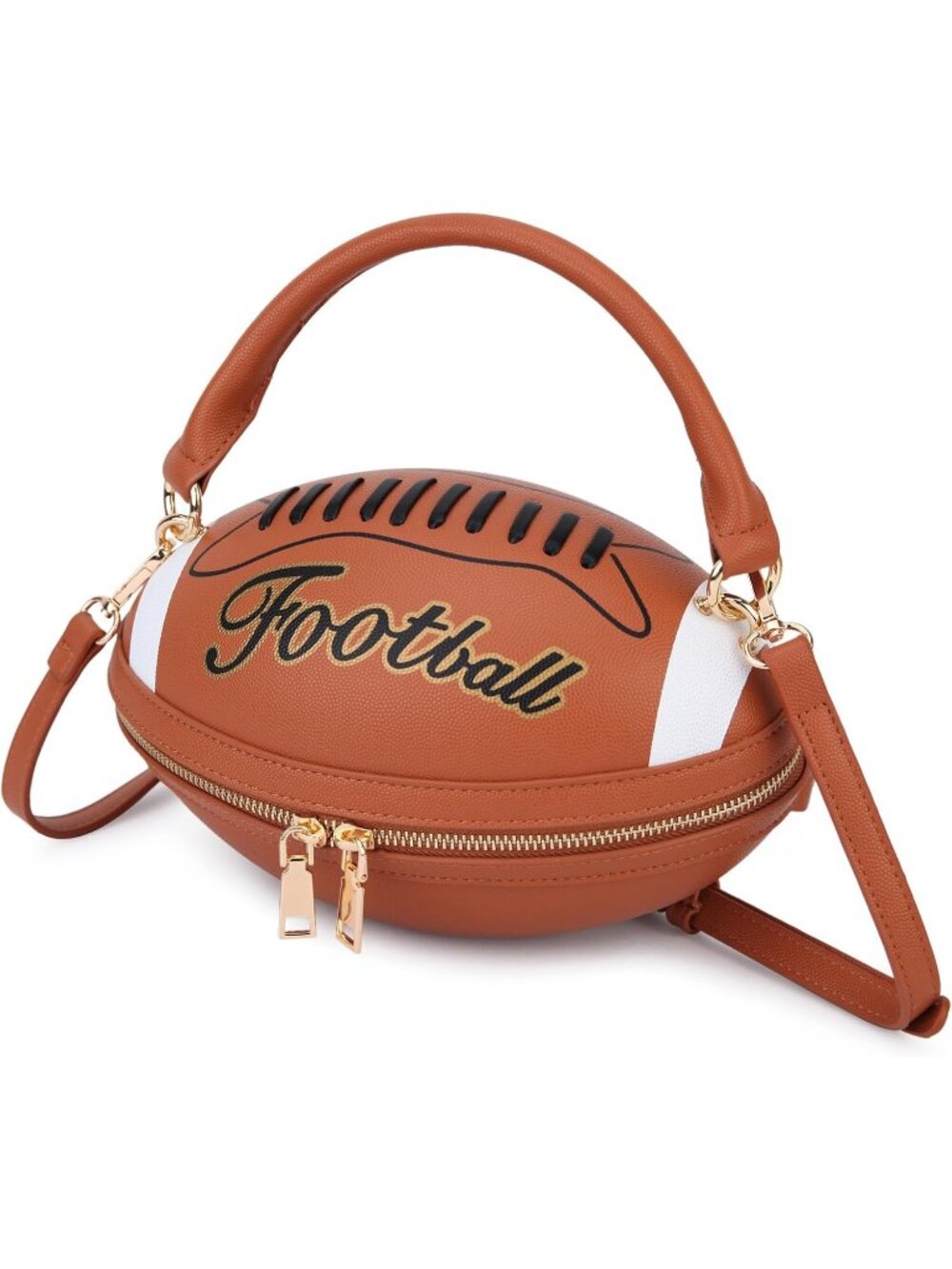 Women's Brown Rugby Fun Shape Purse Unique Chain Shoulder Crossbody Bags
